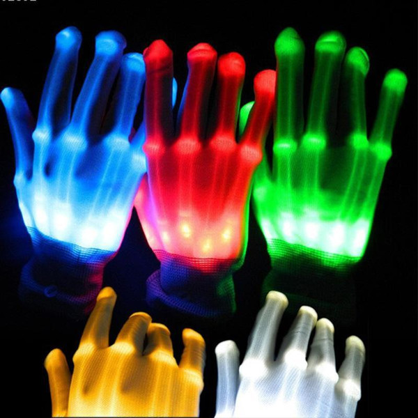 Unique LED Luminous Gloves Lighting Flashing Finger Glow Flash Colorful Skeleton Gloves Dancing Club Props Party Supplies