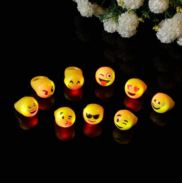 New Emoji Expression LED Rings Flashing Christmas Finger Rings Festival Party supplies lighted toys Free shipping