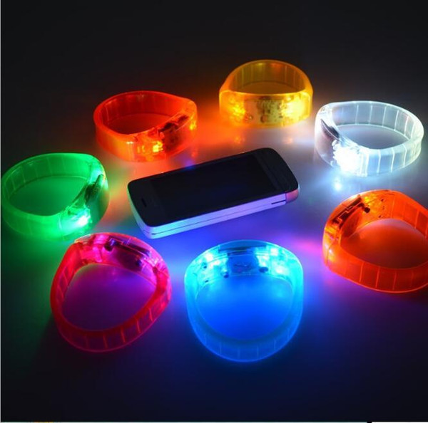 In stock Sound Control Led 7 Color Flashing Bracelet Light Up Bangle Wristband Music Activated Night light Club Activity Party Disco