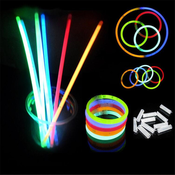 100pcs/lot Christmas Party Concert Supplies Fluorescent Bracelets Glow Sticks Wedding Party Decoration Night Light Sticks