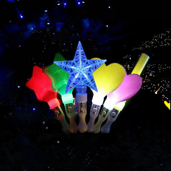 LED Light Sticks Creative Love Heart Star Flashing Stick Pentagram Glowing Sticks LED Lighting Kids Toys New Year Party