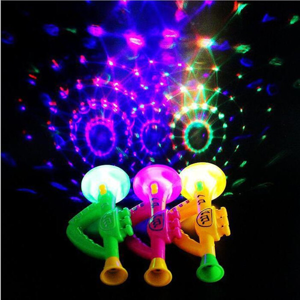 2017 Kids Saxophone Shaped Lighting Horn Flashing 3D Projection Toys Children Birthday Halloween Christmas Glow Party Supplies