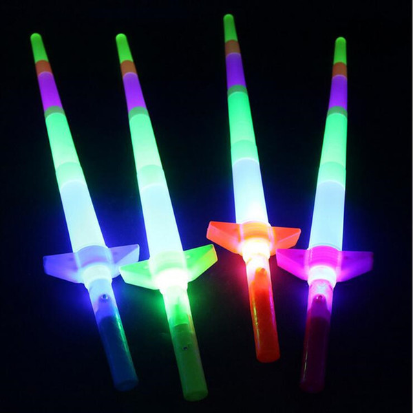 LED Flashing Extendable Sword Sticks Four Section Light Sticks Children Toys Halloween Party Supplies