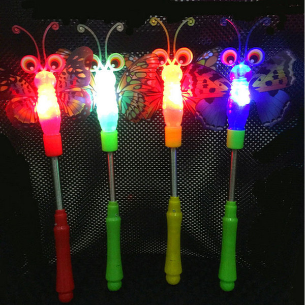 2017 Kids Girls Butterfly LED Magic Wand Flashing Light up Glow Spring Sticks Concert Prop Halloween Birthday Party Supplies