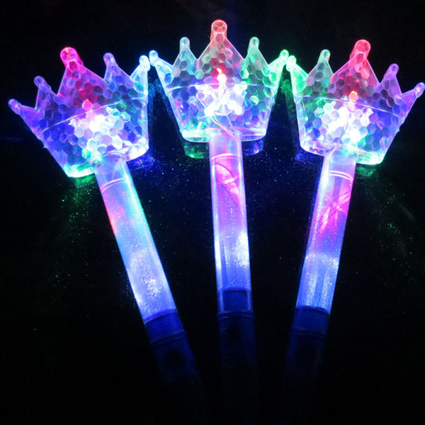 2017 New Fairy Princess LED Magic Wand Sticks Light Up Flashing Crown Stick Kids Girls Wedding Favors Birthday Glow Party Supplies