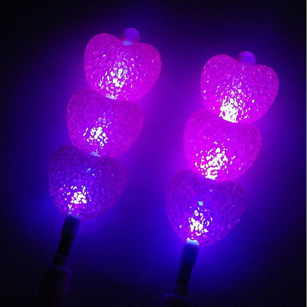 Kids Love Heart Particle LED Flashing Magic Wand Sticks Glow Stick Cheering Props Birthday Wedding Party Decor Supplies