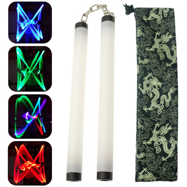 Colorful Led Lamp Light Nunchakus Nunchucks Glowing Stick Trainning Practice Performance Martial Arts Kong Fu Kids Toy Gifts Stage Props