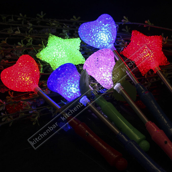 2017 New 48cm Portable Electronic Glowing Sticks LED Heart Style Flashing Shaking Rods LED Flash Light Children's Festival Favors -Y