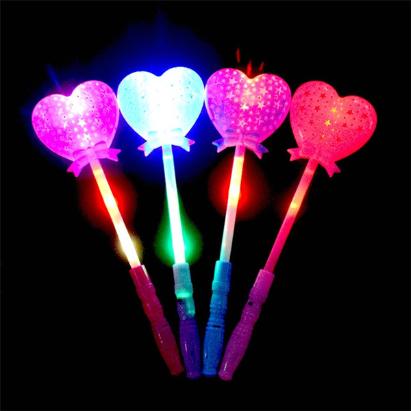 LED variable frequency light-emitting, heart-shaped magic wand,LED Light Sticks peach heart shape flash bar holiday toy F1011