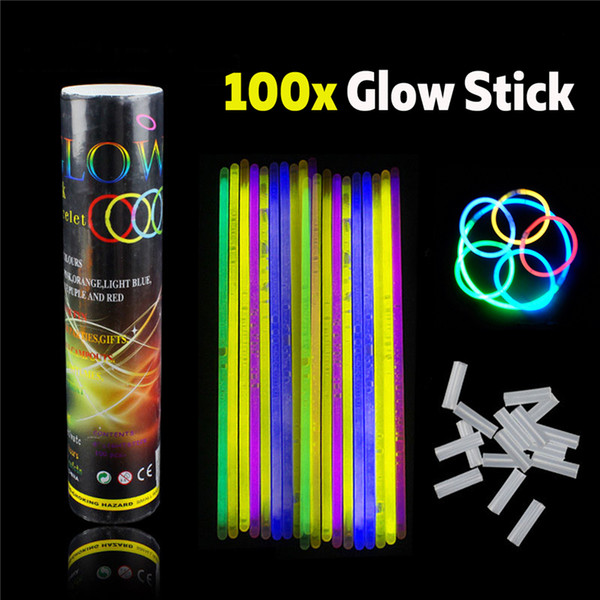 100Pcs Glow Sticks Bracelets Necklaces Wedding Christmas Toys Colorful Light Sticks Wand for Concert and Party