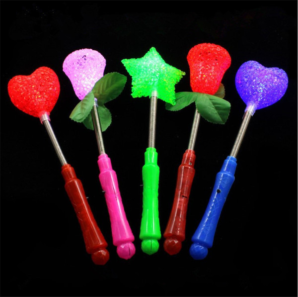 LED flashing light up sticks glowing rose star heart magic wands party night activities Concert carnivals Prop birthday Halloween gift B11