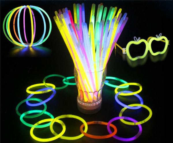 Hot 7.8'' Glow Stick Bracelet Necklaces Neon Party LED Flashing Light Stick Wand Novelty Toy LED Vocal Concert LED Flash Sticks JC183