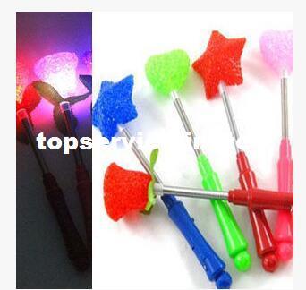 Free Shipping New LED Glow Star Wand Mixed Rose Heart Shaped Stick Flashing Light Concert Party Novelty Led Toys