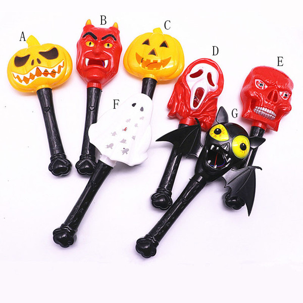 Halloween Magic wand Baby Girl boys cartoon pumpkin ghost demon witch LED Light Sticks children Lighted Toys C4878