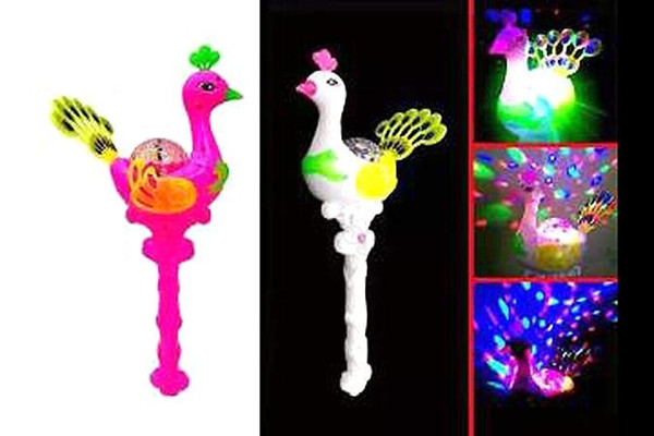 Led Light Sticks Rave Toy Cartoon Peacock Spinning Ball Electronic Toys for Children with Stick for Holiday Party