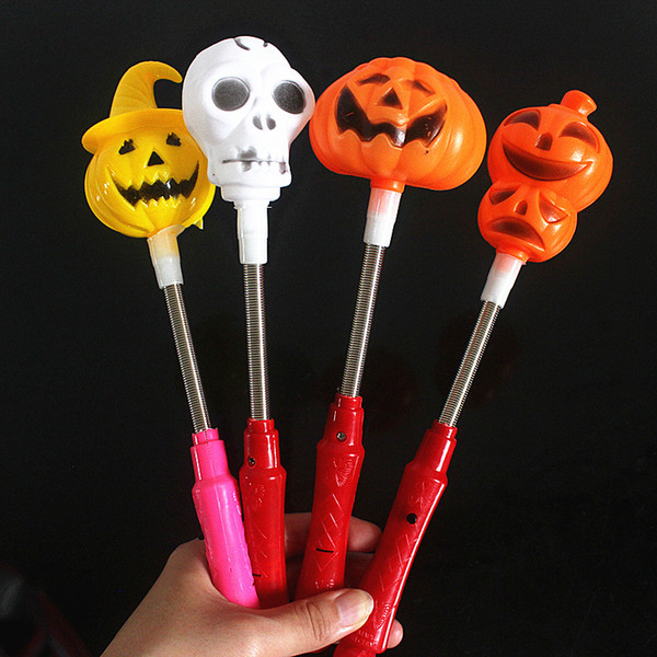 Hot 5 style Halloween skull LED Light Sticks Halloween Flash light particles skull lamp glow stick 