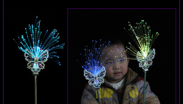 free shipping whilesale Children's Day decorations Butterfly fiber optic wand Crown Headband dance party bar colorful changing light sticks