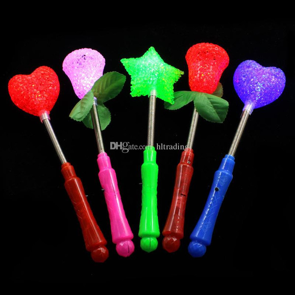 LED flashing light up sticks glowing rose star heart magic wands party night activities Concert carnivals Prop birthday Halloween gift C5963