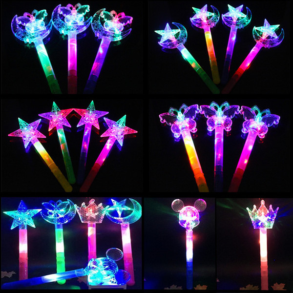 Magic Fairy Stick Children LED Toys Colorful Xingyue Magic Wand Wholesale Ice Princess Enchanted Crown Flash Stick