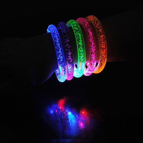 LED Flash Blink Glow Bangle Color Changing Light Acrylic Kids Toys Luminous Hand Ring Party Fluorescence Club Stage Bracelet CCA7759 100pcs