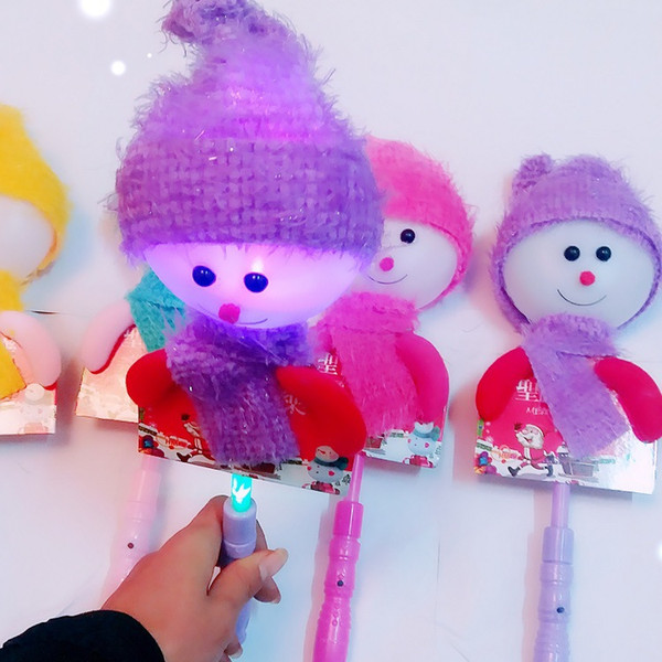 Luminous cartoon stick, Christmas lovely, adorable adorable smiling face doll, snowman flashing stick, creative toy, luminous prop