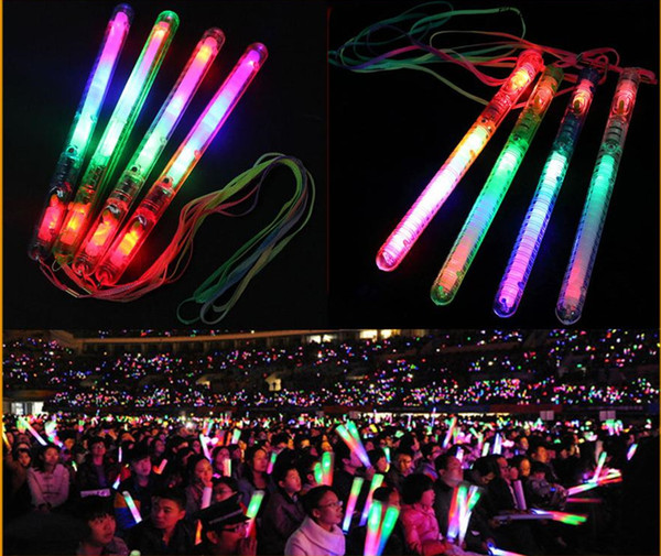 Brand new Multi Colorful LED Flashing Night Light Lamp Glow Wand Sticks + strap Birthday Christmas Party festival Camp