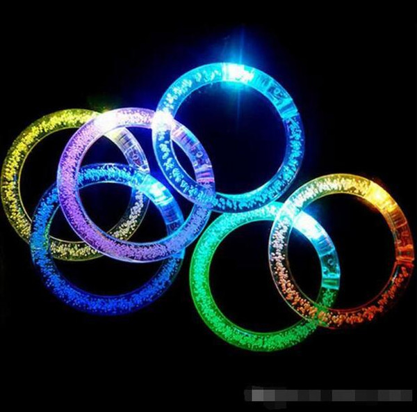 2017 Acrylic Glitter Glow Flash Light Sticks LED Crystal Gradient Color Hand Ring Bracelet Bangle Creativity Dance Party Supplies Toy