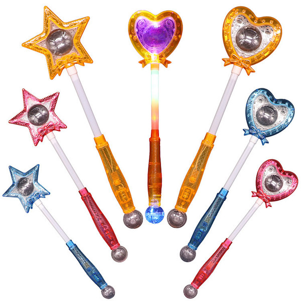 Light-Up Flashing Magic Wand Novelty Heart-shaped Star LED Light Toys Glowing Luminous Flash Light Stick Toys