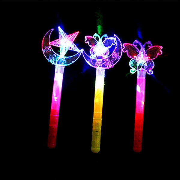 Magic Fairy Stick Colorful Xingyue Magic Wand Ice Princess Enchanted Crown Flash Stick Children LED Toys about 40cm 5 styles