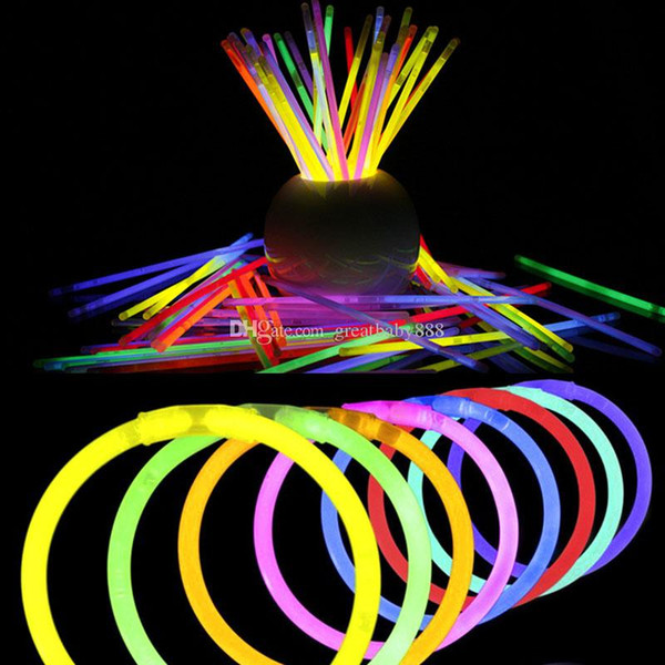 8'' Multi Color Hot Glow Stick Bracelet Necklaces Party LED Stick Wand Novelty Toy LED Vocal Concert LED Flash Sticks C2917