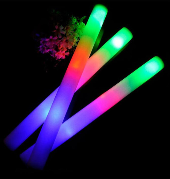 LED Foam Stick Colorful Flashing Batons Red Green Blue Light Up Sticks Festival Party Decoration Concert Prop