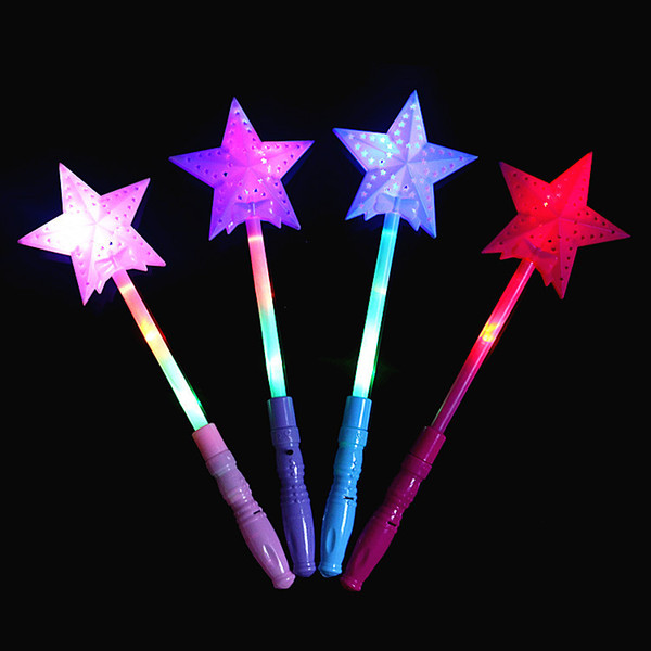 Luminous pentagonal star magic wand colorful flash hollowed-out stick projection concert stick children's toys sell hot