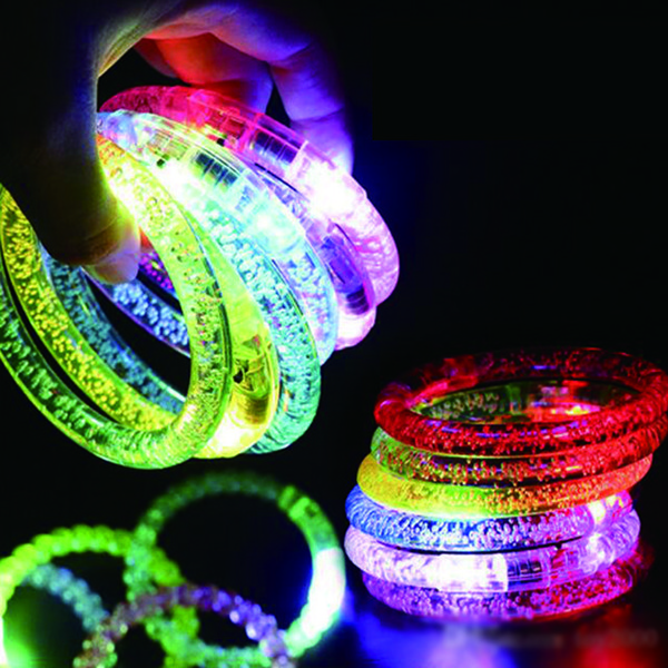 LED Acrylic Glitter Glow Flash led Bracelet Light up toys Sticks Luminous Crystal Hand Ring Bangle Stunning Dance Party Christmas Gifts