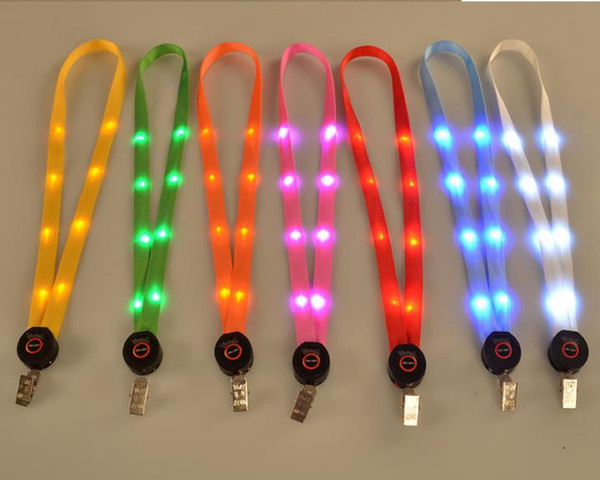 LED Light Up Lanyard Key Chain ID Keys Holder 3 Modes Flashing Cool Hanging Rope