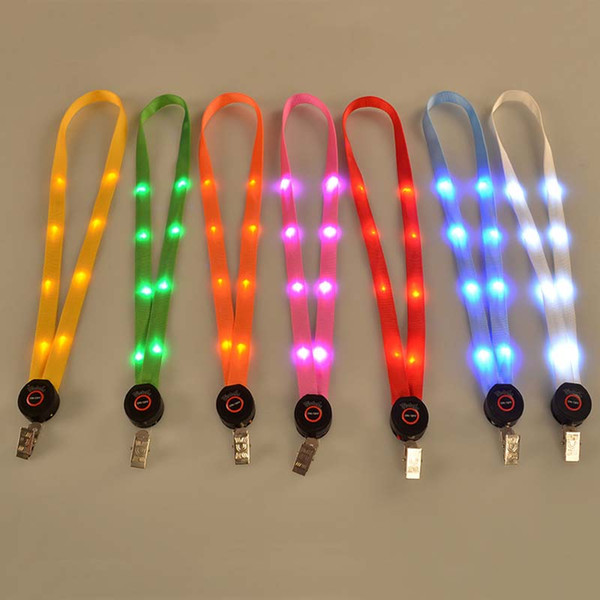 LED Light Up Lanyard Key Chain ID Badge Card Necklace Keys Holder Hanging Rope Free Shipping