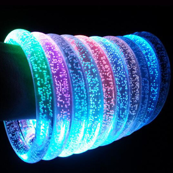 LED Acrylic Glitter Glow Flash led Bracelet Light up toys Sticks Luminous Crystal Hand Ring Bangle Stunning Dance Party Christmas Gifts