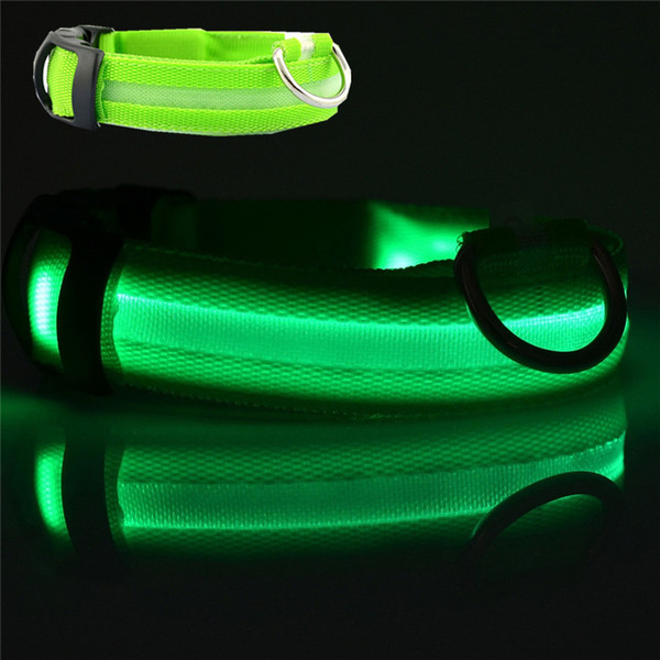 LED Nylon Pet Dog Cat Collar Night Safety LED Light-up Flashing Glow in the Dark Lighted Dog Collars Free Shipping A-0438