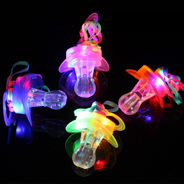 Light Up Pacifier Nipple Whistle Necklace Colorful Flash Led Whistle Stag Hen Party Concert Sports Cheering Glow Props survival tool favors