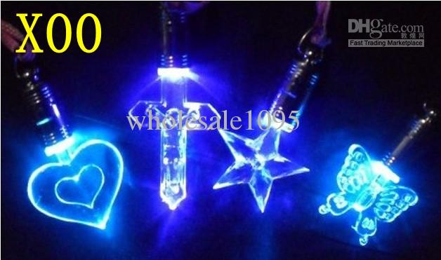 100 Pcs / Lot Free Shipping Hot Sales Acrylic LED Necklace Flashing Necklace Christmas gifts