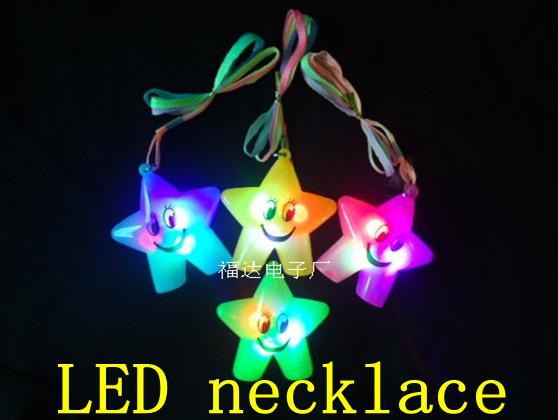 smiley star LED necklace light emitting toys colorful flash LED pendant necklace wedding party neck