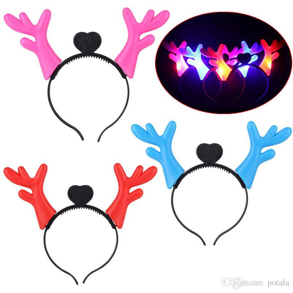 24*20CM LED Antler Headband Shinning Hairband Party Rave Toy Lighting up Devil Head band Hairpin For Halloween Xmas Easter birthday Cheer Up