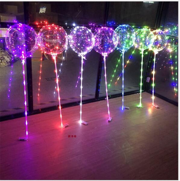 With stick LED bobo ball Light up 18inch Balloons 3m LED light string transparent clear wave balloon for Birthday Wedding Christmas party