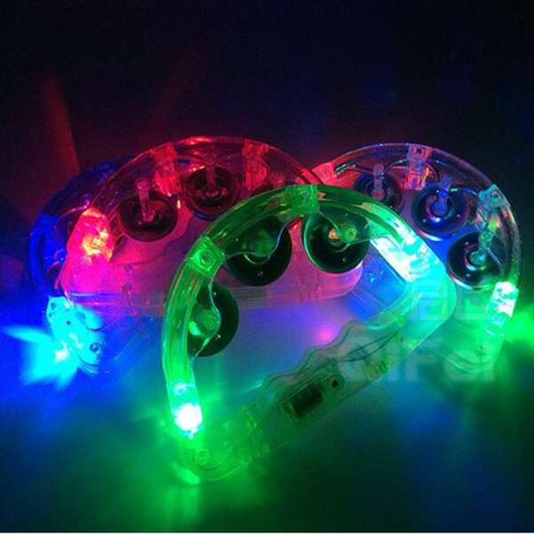 2018 LED Flashing Baby Rattle Hand Bell LED Light Up Tambourine Gift Toys Bar KTV Cheer Props Party Christmas Navidad New Year