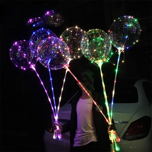 18 inch LED lights CLEAR balloon Bobo ball colorful light night light balls air balloon Christmas Wedding Party children home Decoration hot