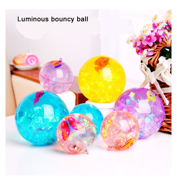 Glowing crystal ball Colorful flashing ball 6.5 with rope elastic flash ribbon crystal ball children's luminous toy