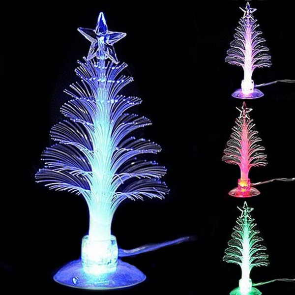 manufacturers supply small wholesale seven color led light emitting tree sucker usb lamp optical fiber Christmas tree small size