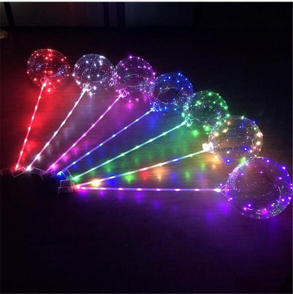 With stick LED bobo ball Light up 18inch Balloons 3m LED light string transparent clear wave balloon Wedding outdoor garden christmas decors