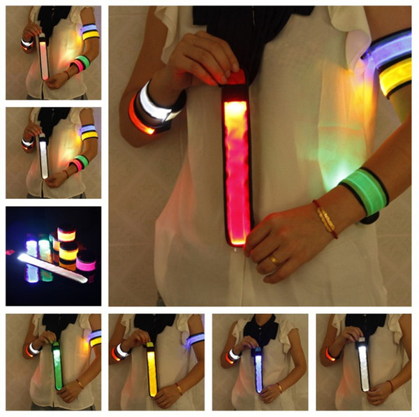 Nylon LED Sports Slap Wrist Strap Bands Wristband Light Flash Bracelet Glowing Armband Flare Strap For Party Concert Led Poms Cheer Lighting