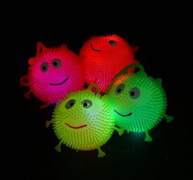 4 colors flash LED bouncy balls glowing smile soft rubber ball toy luminous for party supplies jump fluffy ball toys