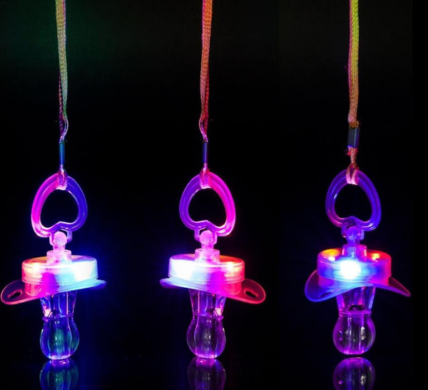 Light Up Pacifier Nipple Whistle Necklace Colorful Flash Led Whistle Stag Hen Party Sports Cheering Glow Props outdoor survival tool favors